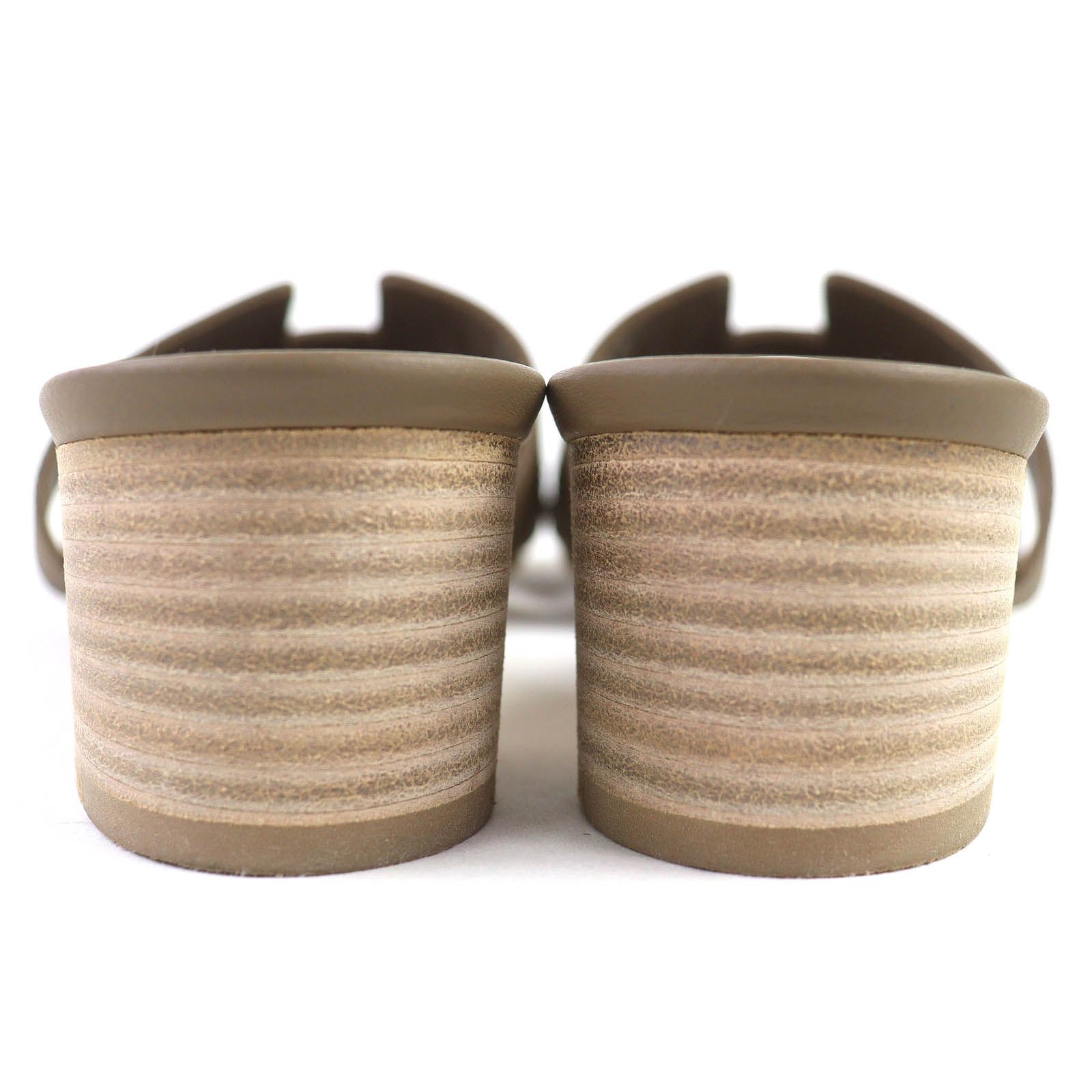 美品△HERMES エルメス 151215Z オアジス サンダル エトゥープ Hロゴ