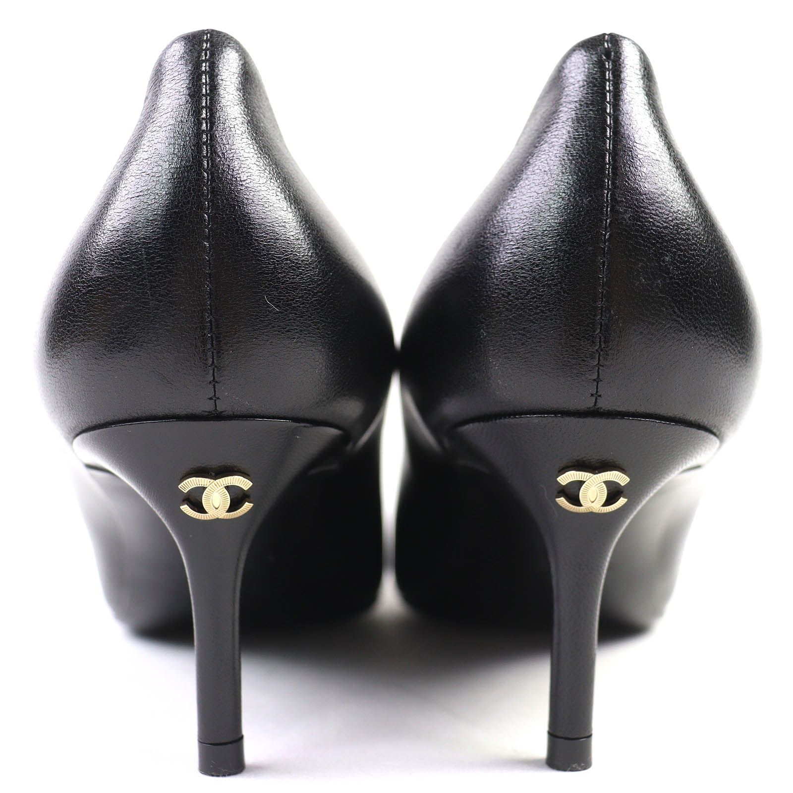 美品△CHANEL シャネル G31984 ココマーク 異素材切替 ポインテッド