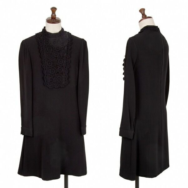 プラダPRADA レーヨンフラワーレース装飾ワンピース 黒40 - メルカリ