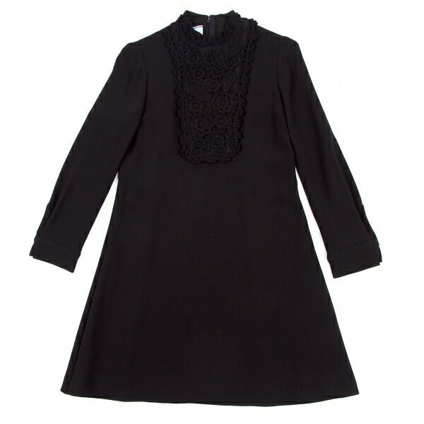 プラダPRADA レーヨンフラワーレース装飾ワンピース 黒40 - メルカリ