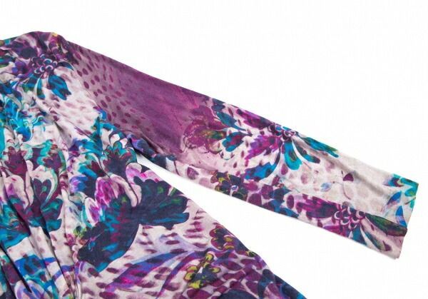 エトロETRO フラワープリントカシュクールワンピース 紫グレー他42