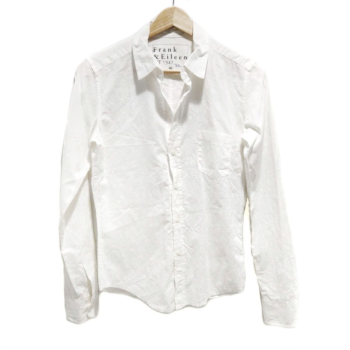 【美品】 Frank＆Eileen 長袖 スキッパー シャツ XXS ホワイト Frank&Eileen(フランク&アイリーン) 長袖シャツブラウス サイズXXS XS