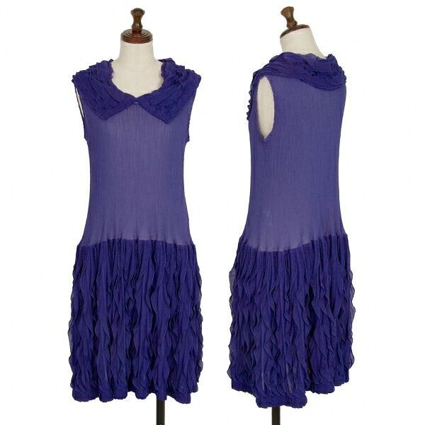 イッセイミヤケ ミーISSEY MIYAKE me フリル切替シースルークレープ