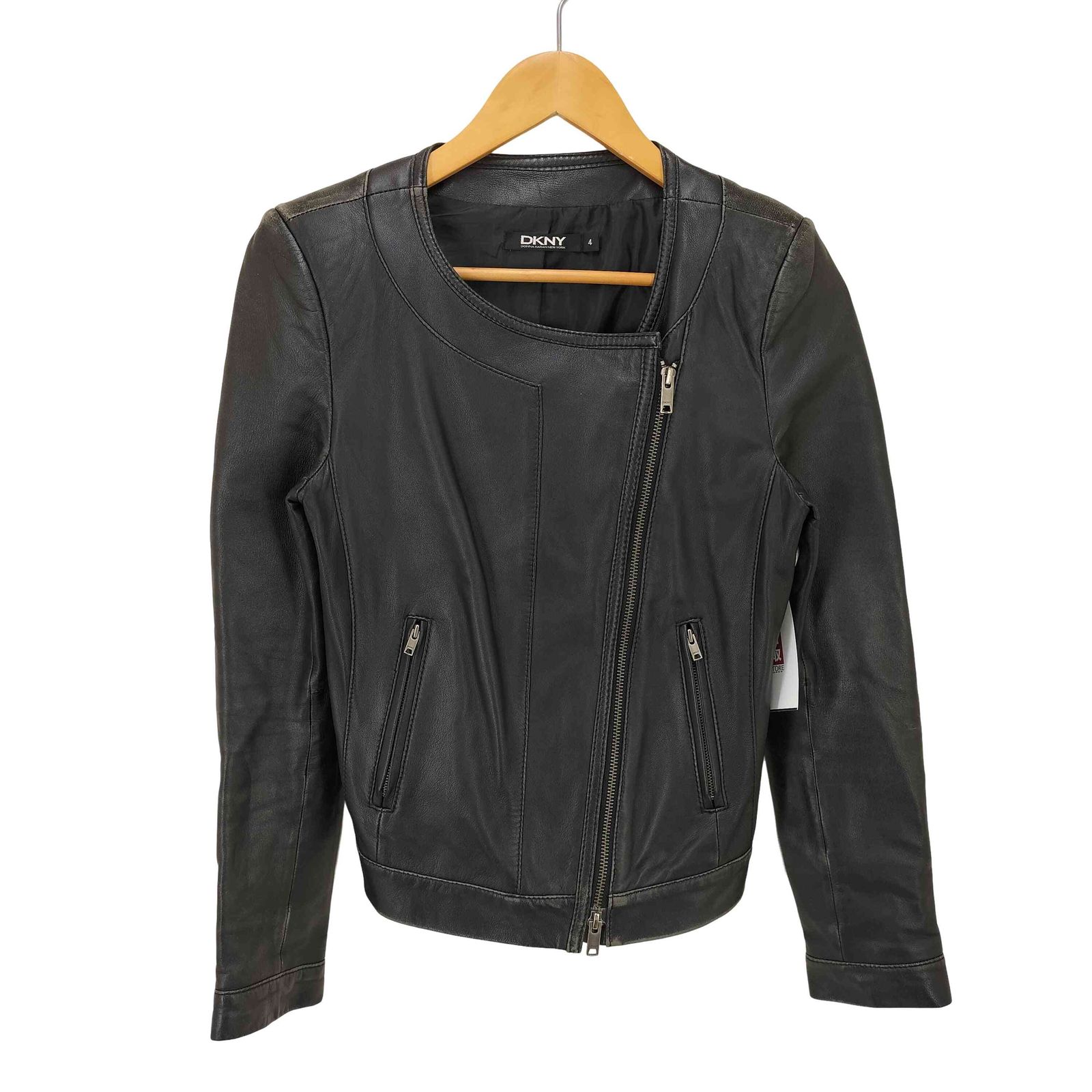 DKNY(ダナキャランニューヨーク) 00s ラムレザー ライダースジャケット archive y2k レディース JPN：4 【中古】【ブランド古着バズストア】 ダナキャランニューヨーク DKNY 00s ラムレザー ライダースジャケット