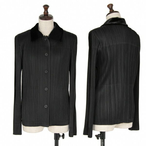 プリーツプリーズPLEATS PLEASE ベロアライン切替プリーツジャケット