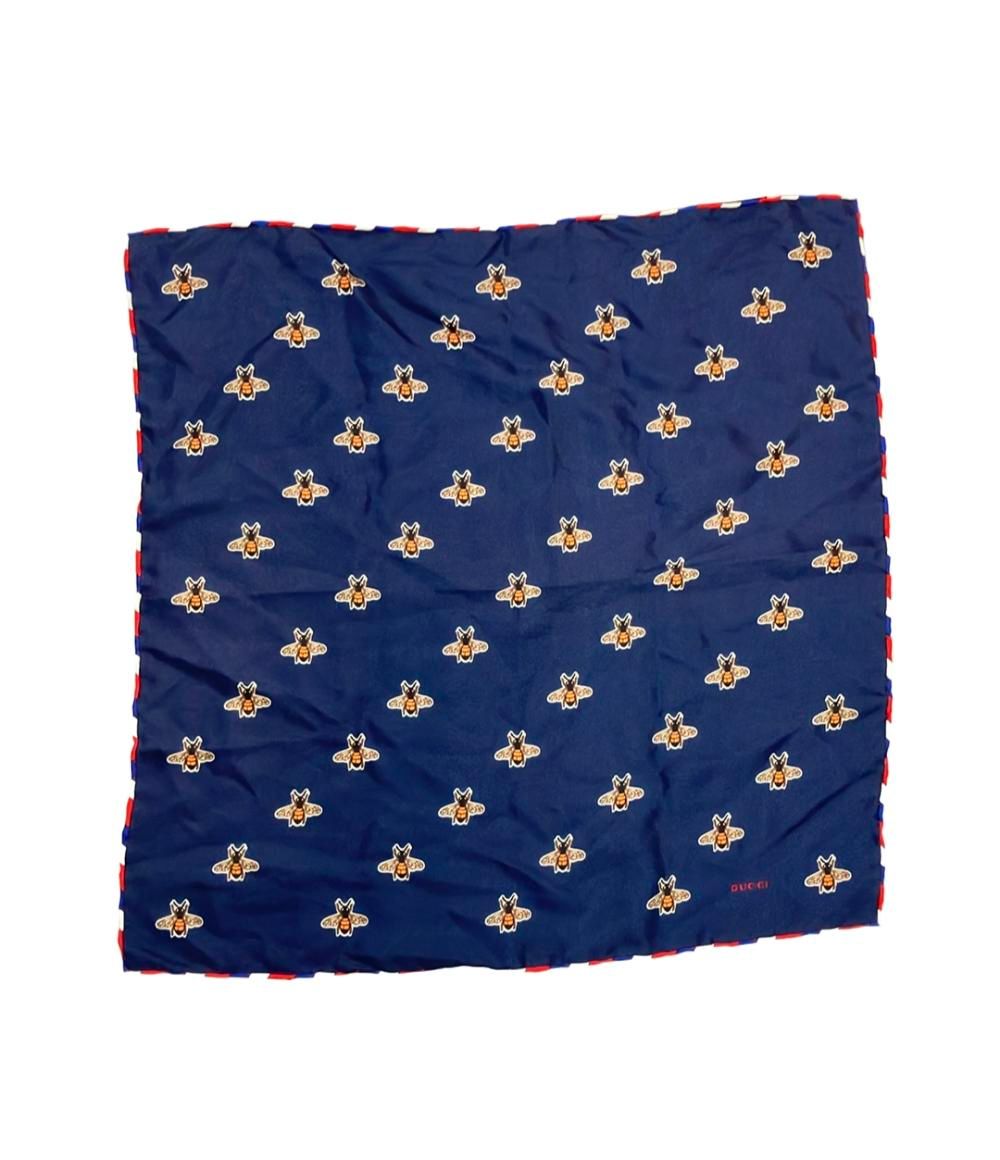 美品★GUCCI グッチ シルク イタリア製 ベルト柄 スカーフ ポケットチーフ グッチ スカーフ ポケットチーフ シルク100% 蜂柄 レディース GUCCI