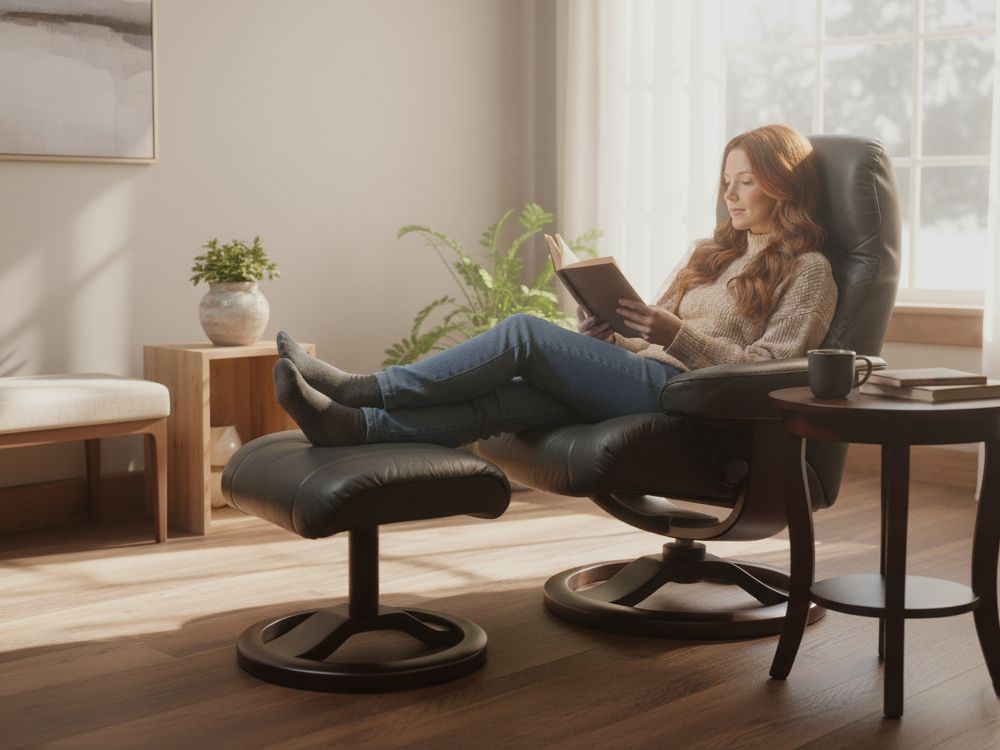 北欧ノルウェー Hjellegjerde イエリアーダ 本革 リクライニングチェア