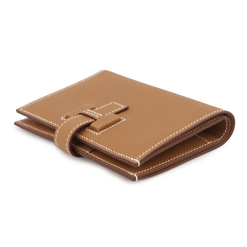 エルメス 二つ折り財布 Hパッサン コンパクト ゴールド シルバー金具 エプソン W刻印