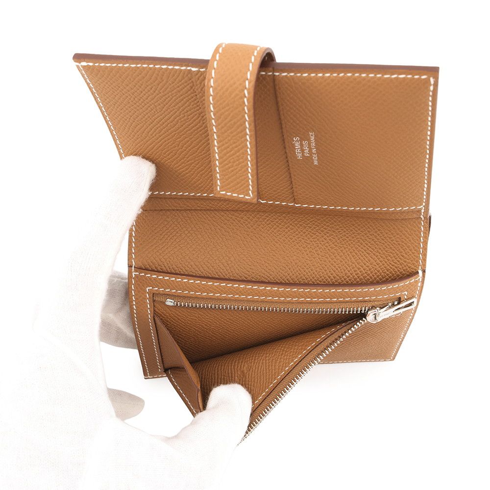  エルメス 二つ折り財布 Hパッサン コンパクト ゴールド シルバー金具 エプソン W刻印 二つ折り財布 折り財布