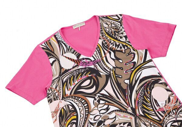 エミリオプッチEMILIO PUCCI フロントプッチ柄切替VネックTシャツ