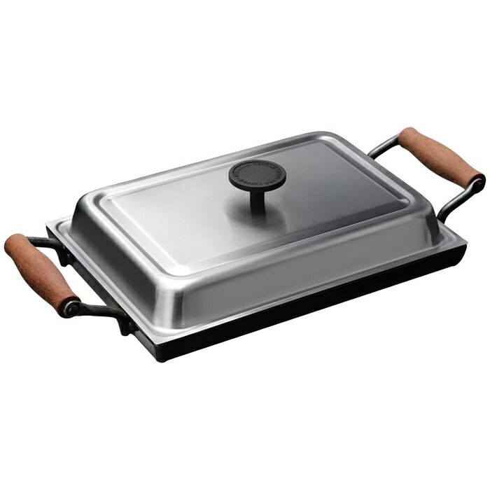 オークス 大人の鉄板 鉄板大 角蓋付き OTS 8111 3～4人用 鉄製4.5 mmの分厚さ 1ポンドステーキ 約450 g が一度で 焼けるサイズ アクアパッツァ ハンバーグ 餃子 海鮮