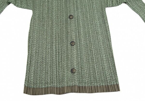 プリーツプリーズPLEATS PLEASE 工字繋ぎプリントプリーツカーディガン