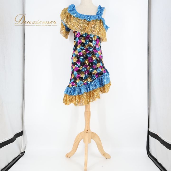 ベリーダンス フォークロア 衣装 ミラーヤドレス ゴールド系