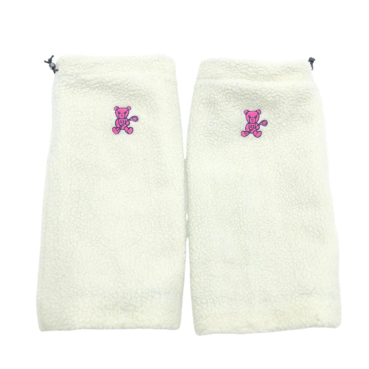 美品】サマンサタバサ リバーシブルレッグウォーマー ネイビー×白 ボア