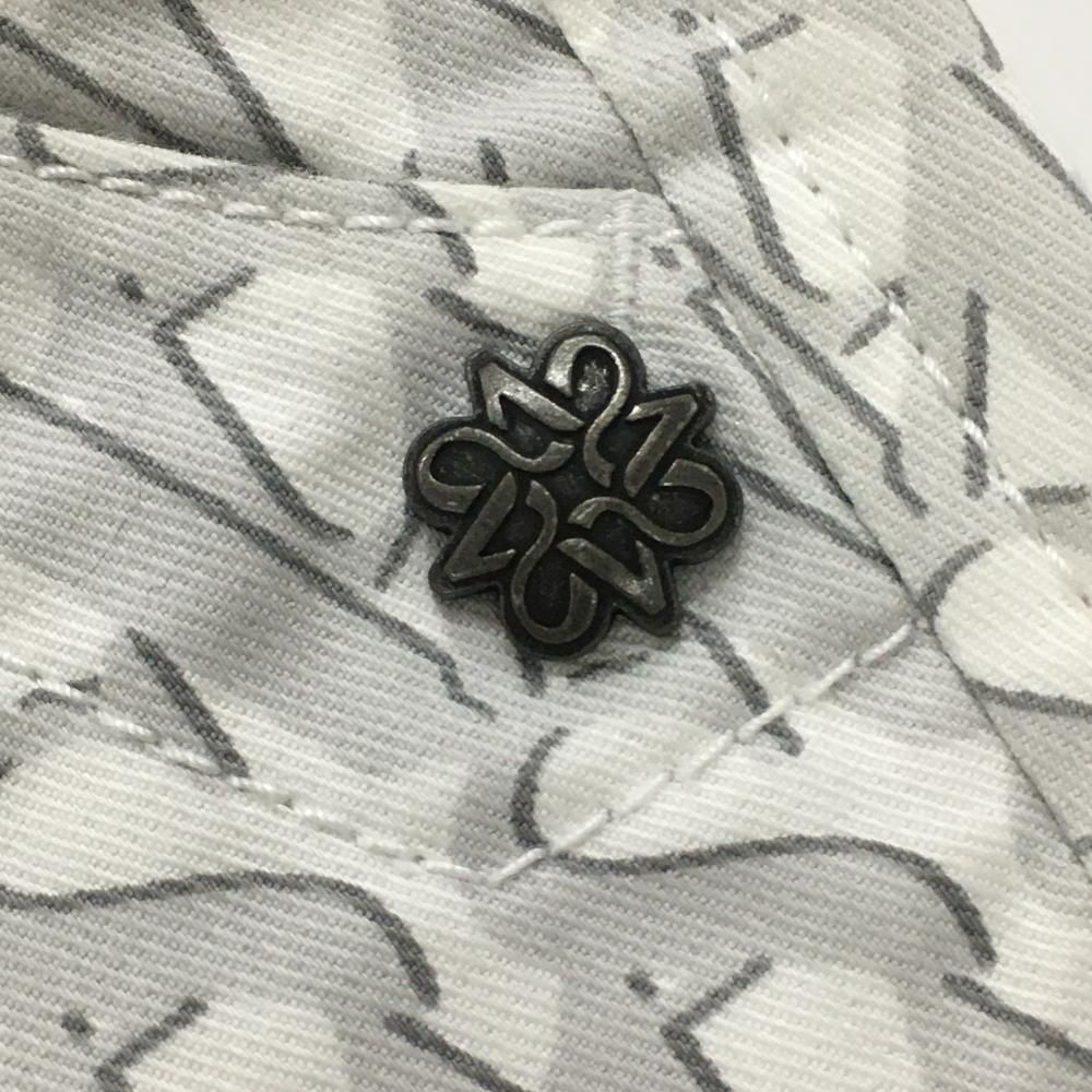 セントアンドリュース パンツ 白×ライトグレー 英字総柄 立体ロゴ