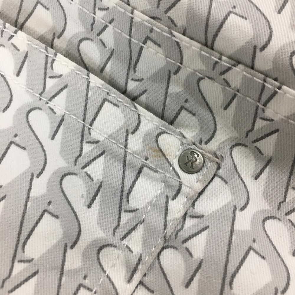 セントアンドリュース パンツ 白×ライトグレー 英字総柄 立体ロゴ