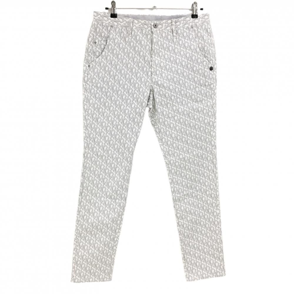 セントアンドリュース パンツ 白×ライトグレー 英字総柄 立体ロゴ