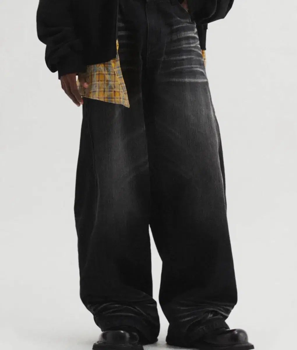 Dnsr カーブ デニム パンツ ブラック XL