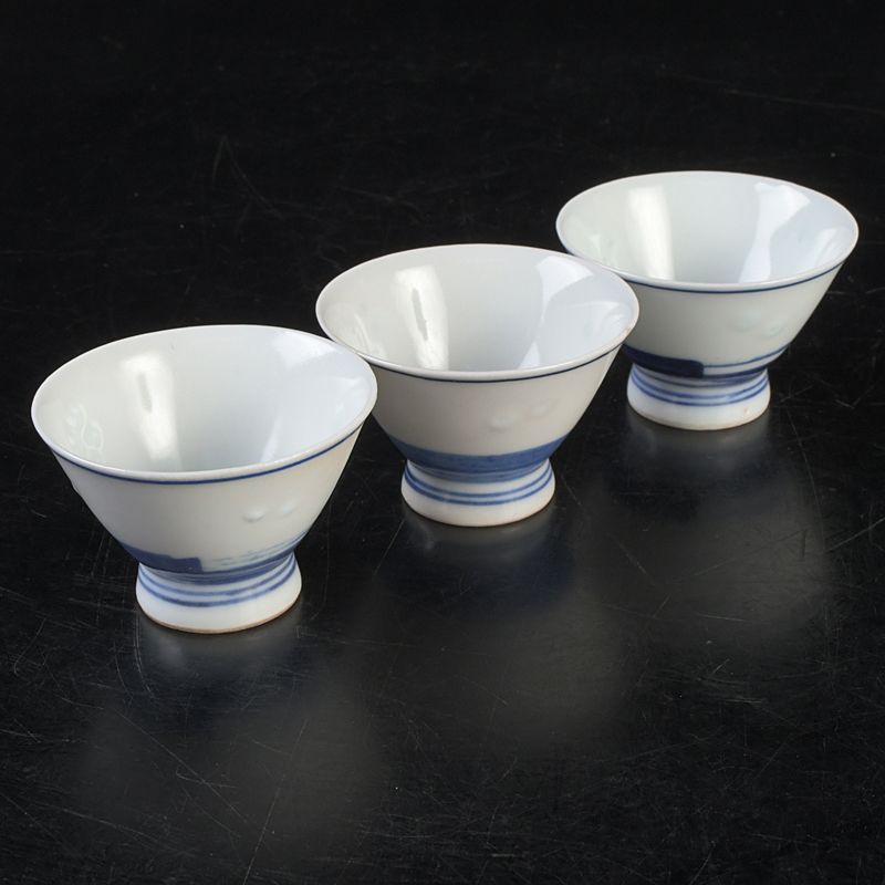 煎茶道具 京焼 道八造 染付 盃 煎茶碗 三客 C S460 - メルカリ