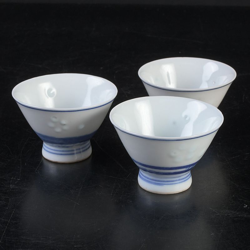 煎茶道具 京焼 道八造 染付 盃 煎茶碗 三客 C S460 - メルカリ