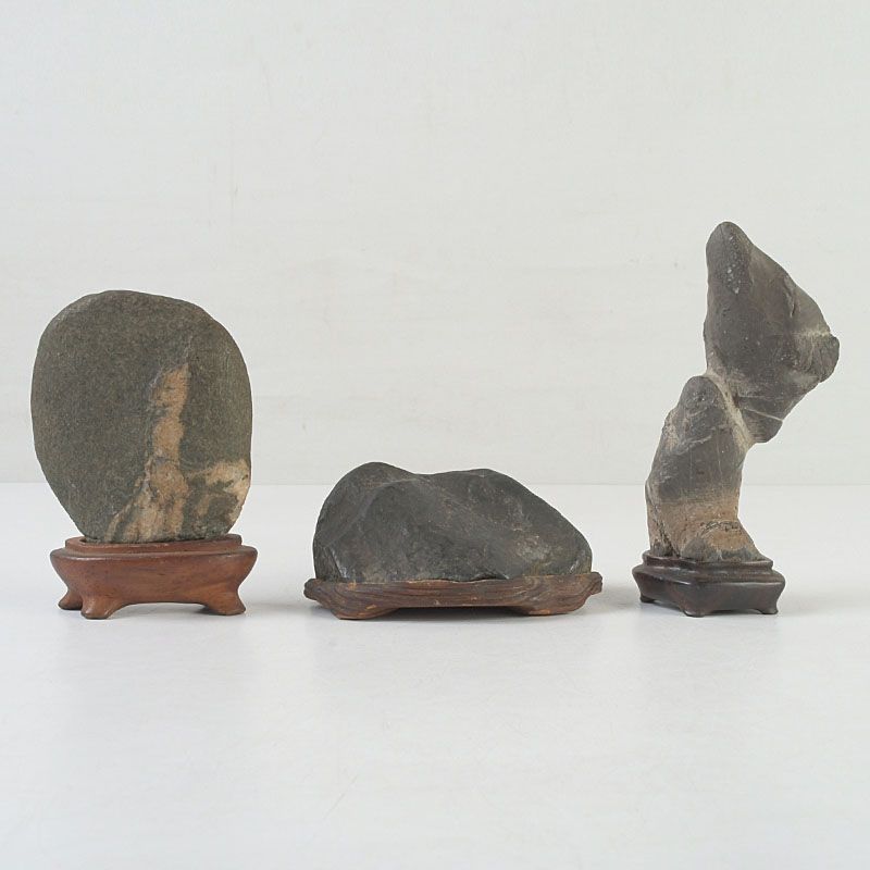 天然石 置物　鑑賞石 鑑賞石 天然石 置物 台付 3点まとめて V S463 - メルカリ