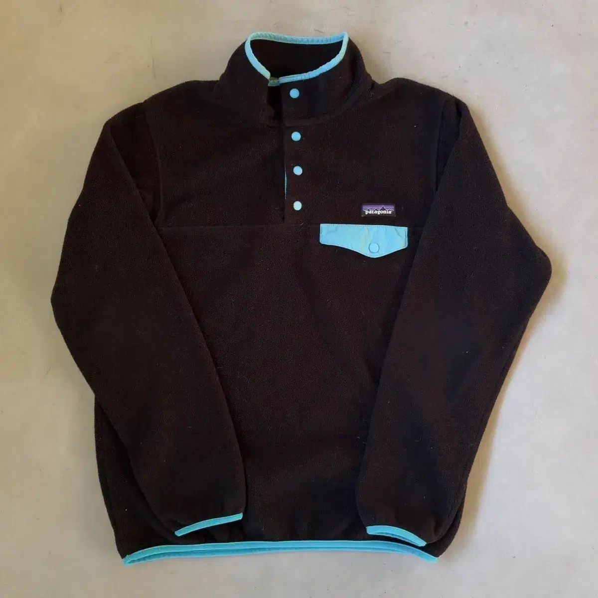 10 s patagonia Synchilla シンチラ スナップ T ブラウン スカイブルー