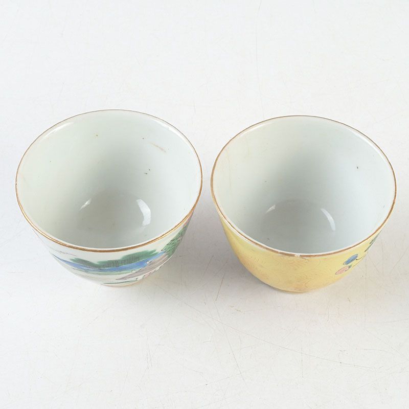 中国 乾隆年製款 粉彩山水花文 煎茶碗 二客まとめて C S464 - メルカリ