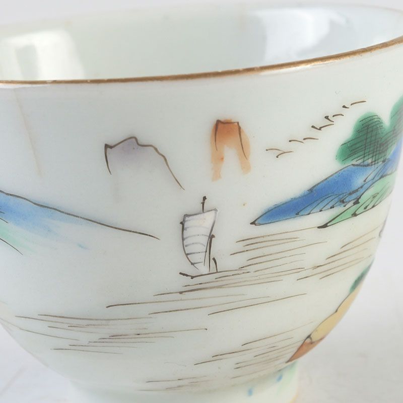 中国 乾隆年製款 粉彩山水花文 煎茶碗 二客まとめて C S464 - メルカリ