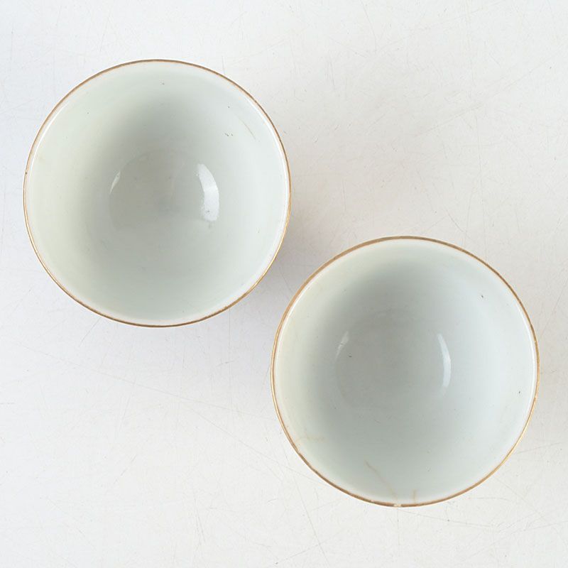 中国 乾隆年製款 粉彩山水花文 煎茶碗 二客まとめて C S464 - メルカリ