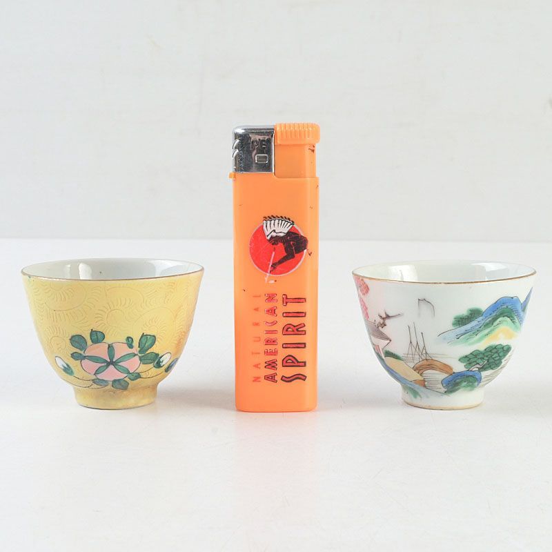 中国 乾隆年製款 粉彩山水花文 煎茶碗 二客まとめて C S464 - メルカリ