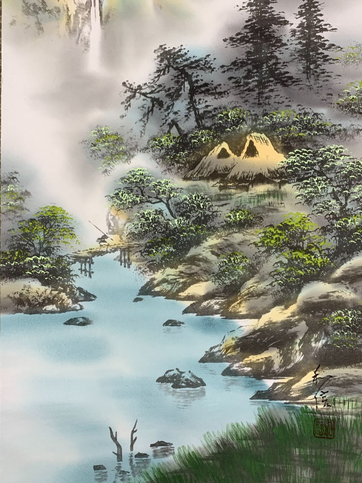 掛け軸】214 和信「青緑山水図」#茶掛 #掛軸 #古美術 #骨董 #お値下げ