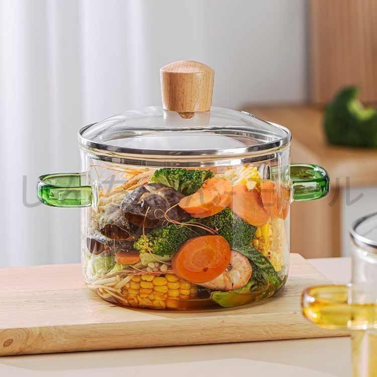 耐熱ガラス 2300ml オーブン クックポット 多機能鍋 直火対応 ガラス蓋