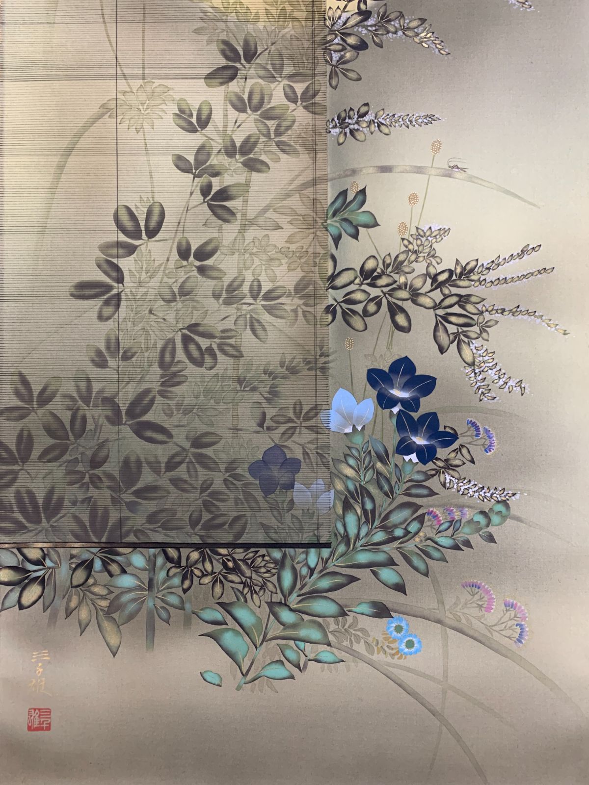 掛け軸】217 石山三千雄「秋草」墨彩会会員 #茶掛 #掛軸 #古美術 #骨董 掛け軸】217 石山三千雄「秋草」墨彩会会員 #茶掛 #掛軸 #古美術 #骨董