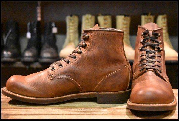 8 D 21年 レッドウィング 3343 ブラックスミス 茶 カッパーラフ＆タフ プレーントゥ レースアップ ブーツ redwing FK 377