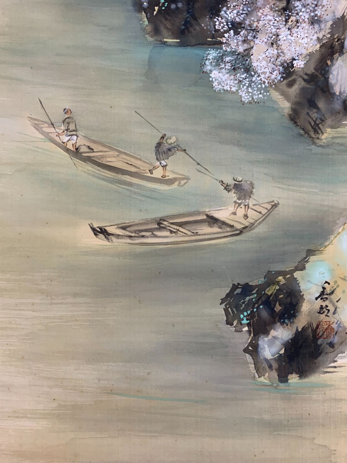 掛け軸 嵐山春三景 掛け軸 嵐山春三景