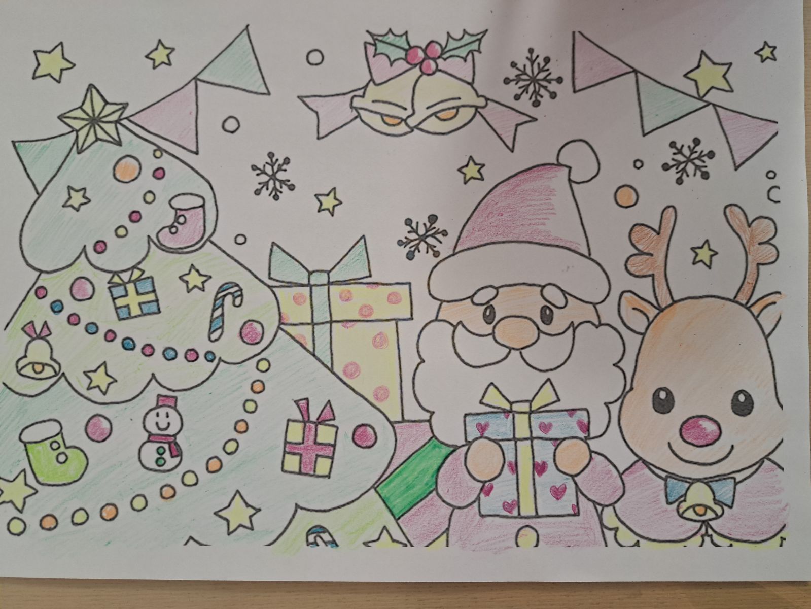 サンタクロースの顔 ぬりえ - 塗り絵, image size:1599x1200