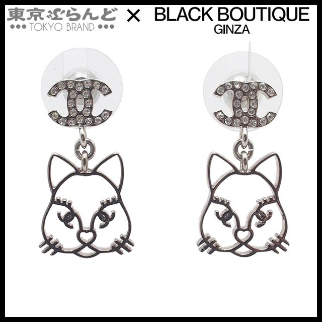シャネル CHANEL ピアス シルバー メタル 猫モチーフ ココマーク