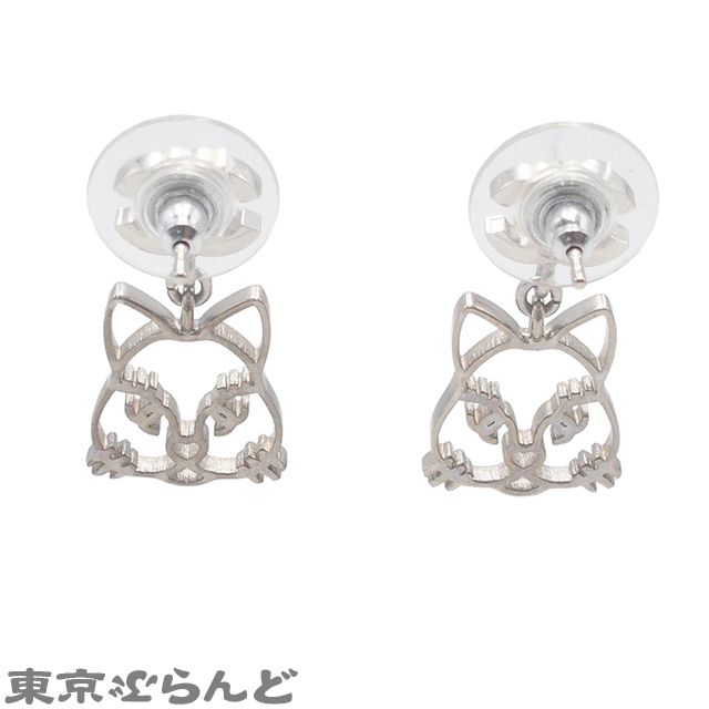 シャネル CHANEL ピアス シルバー メタル 猫モチーフ ココマーク