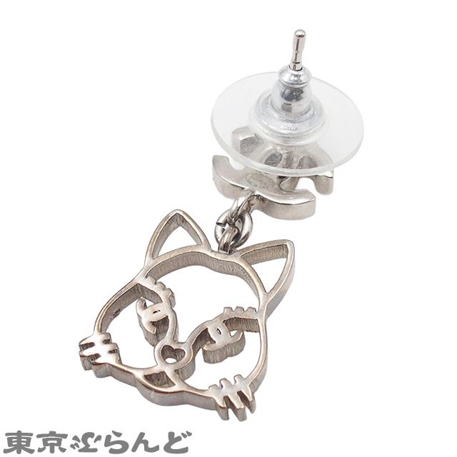 シャネル CHANEL ピアス シルバー メタル 猫モチーフ ココマーク