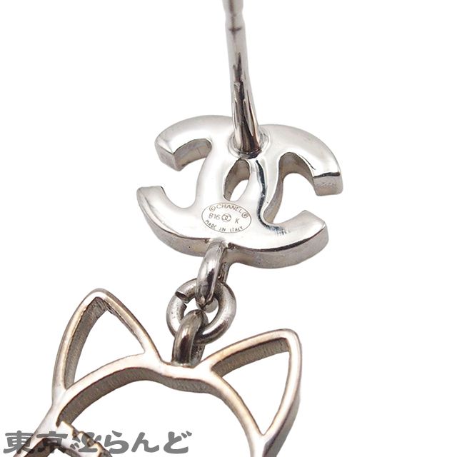 シャネル CHANEL ピアス シルバー メタル 猫モチーフ ココマーク