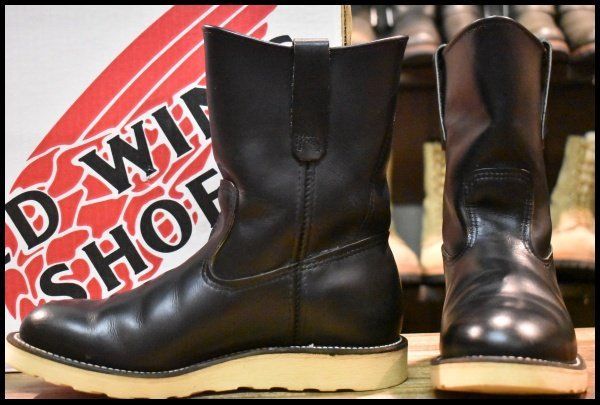 7 E 03年 レッドウィング 8169 ペコス 黒 ブラッククローム クッションソール ブーツ redwing pecos FK 380