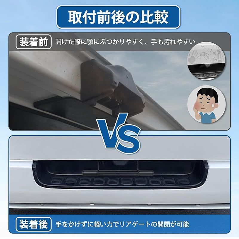  意匠登録済み Mozan トヨタ ハイエース200系に適合 リアゲート 開閉アシストグリップ スーパーGL DX 4-8型 標準 ワイドボディに対応 リアゲート開閉 リアゲートクローズバー 取付簡単 入り 0 パーツ カスタムドール