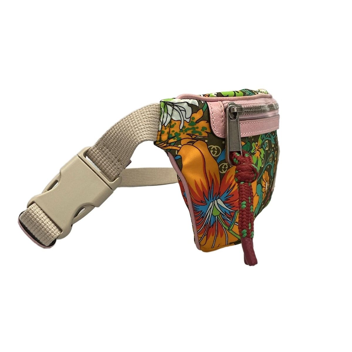 GUCCI グッチ ウエストポーチ マイクロGG 650299 カーキ×オレンジ×マルチ THE NORTH FACEコラボ 花柄 レザー