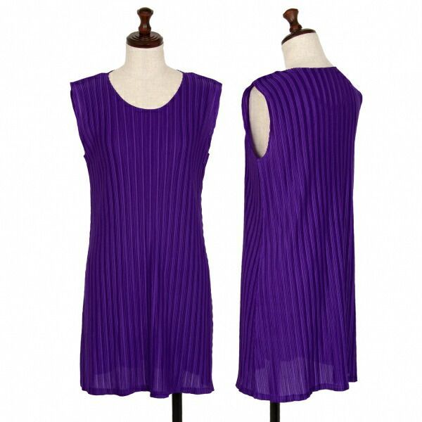 プリーツプリーズPLEATS PLEASE リブプリーツノースリーブワンピース