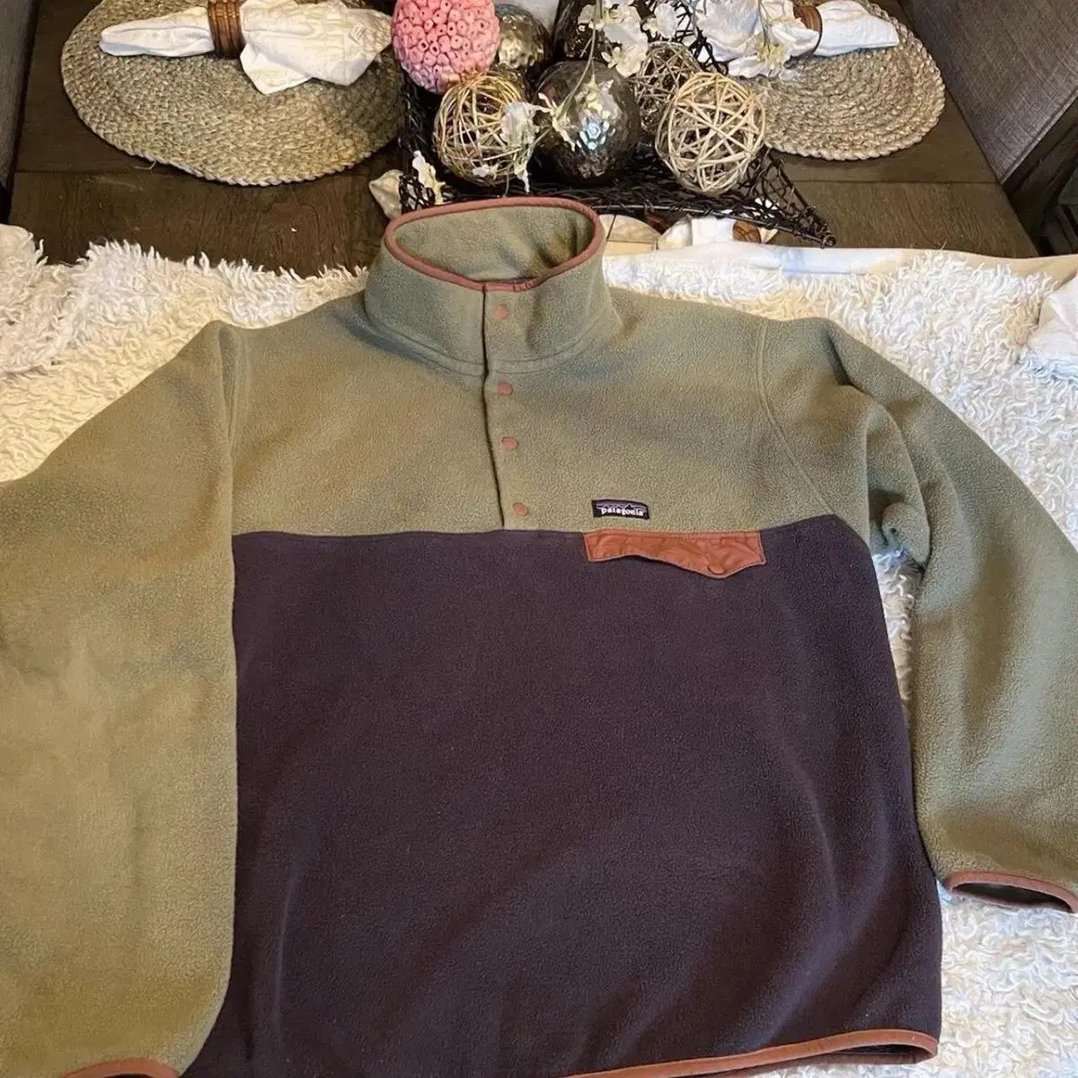 10 s パタゴニア Synchilla シンチラ スナップ-T オリーブ ブラウン ニカラグア