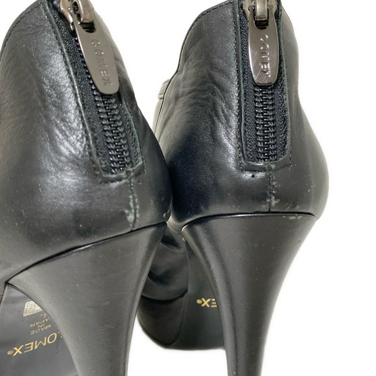  COMEX コメックス ブーティ L レディース - 黒×クリア ラインストーン オープントゥ レザー ブーティ ブーツ