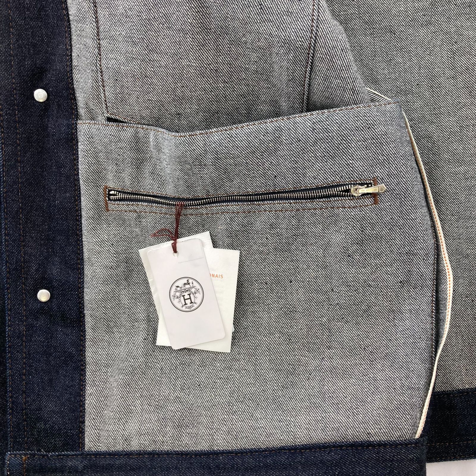 HERMES(エルメス) レザーポケット デニムジャケット Gジャン サイズ52