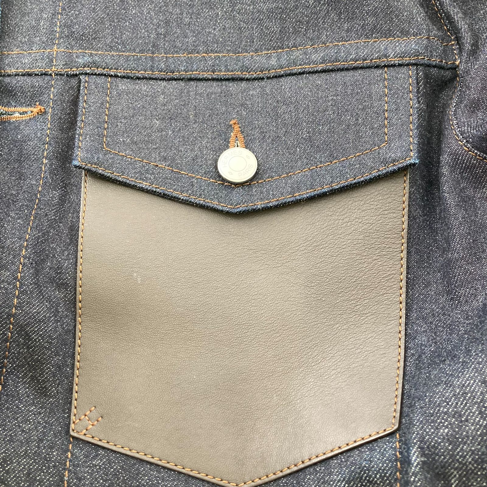 HERMES(エルメス) レザーポケット デニムジャケット Gジャン サイズ52