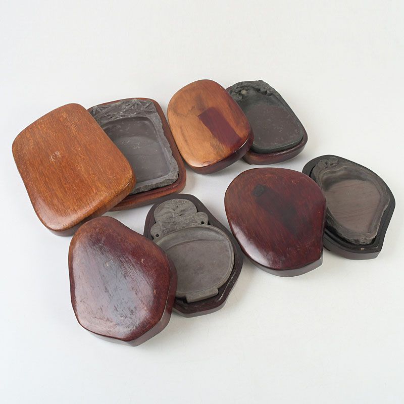 中国 書道具 竹果実刻など 端渓硯 唐木箱付 4点まとめて M S470 - メルカリ