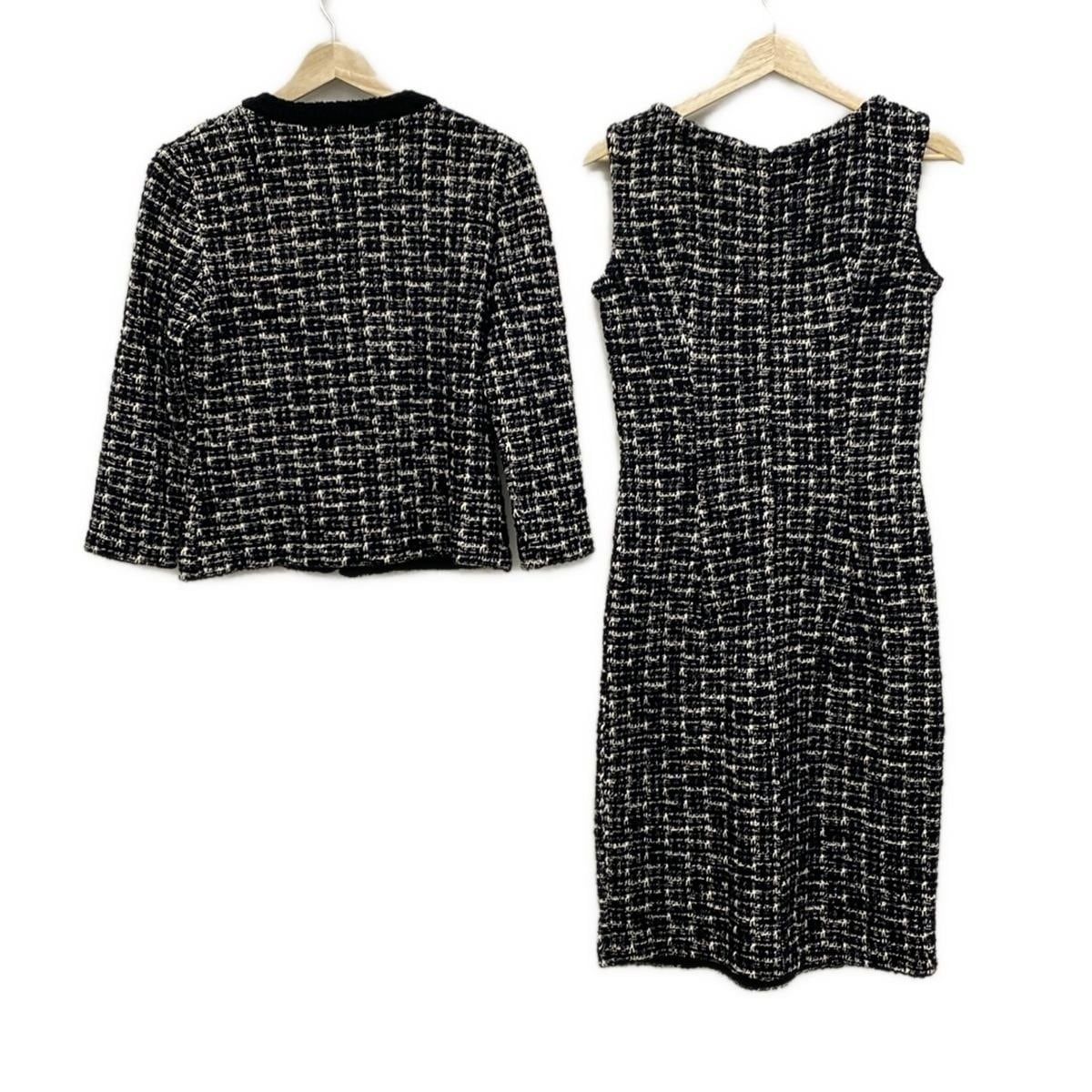 DAMAcollection ダーマ ワンピーススーツ レディース - 黒×白 ニット ツイード